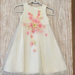 A stunning Monsoon Ivory and Pink Floral Kids Dress